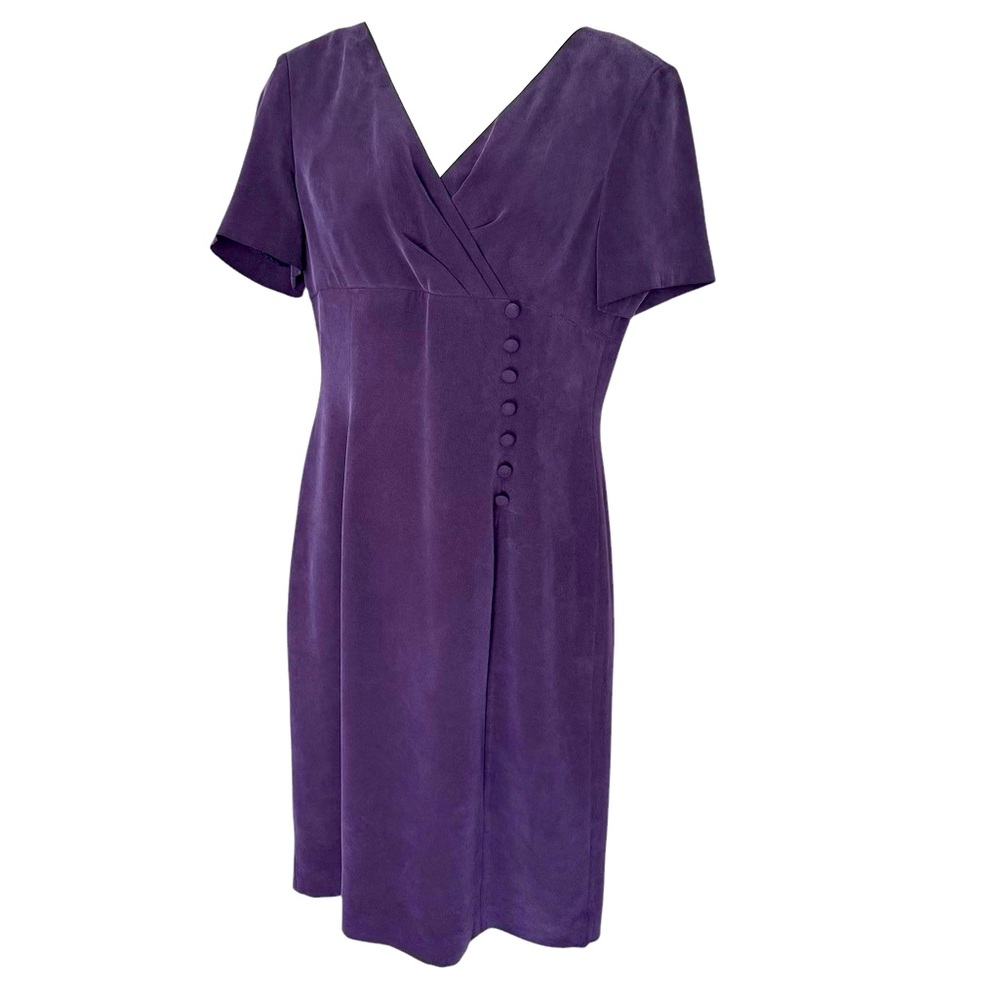 100% Silk Freshly Dry Cleaned Dark Purple Dana Buchman Office Business Casual